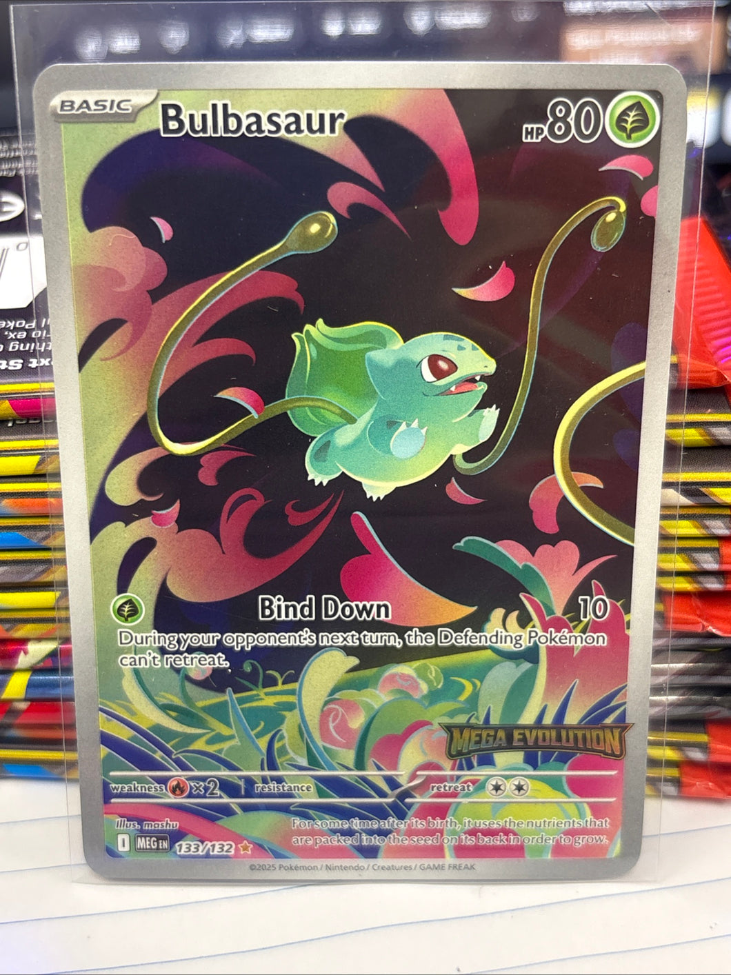 Pokemon Mega Evolution Bulbasaur 133/132 Stamped Promo Illustration