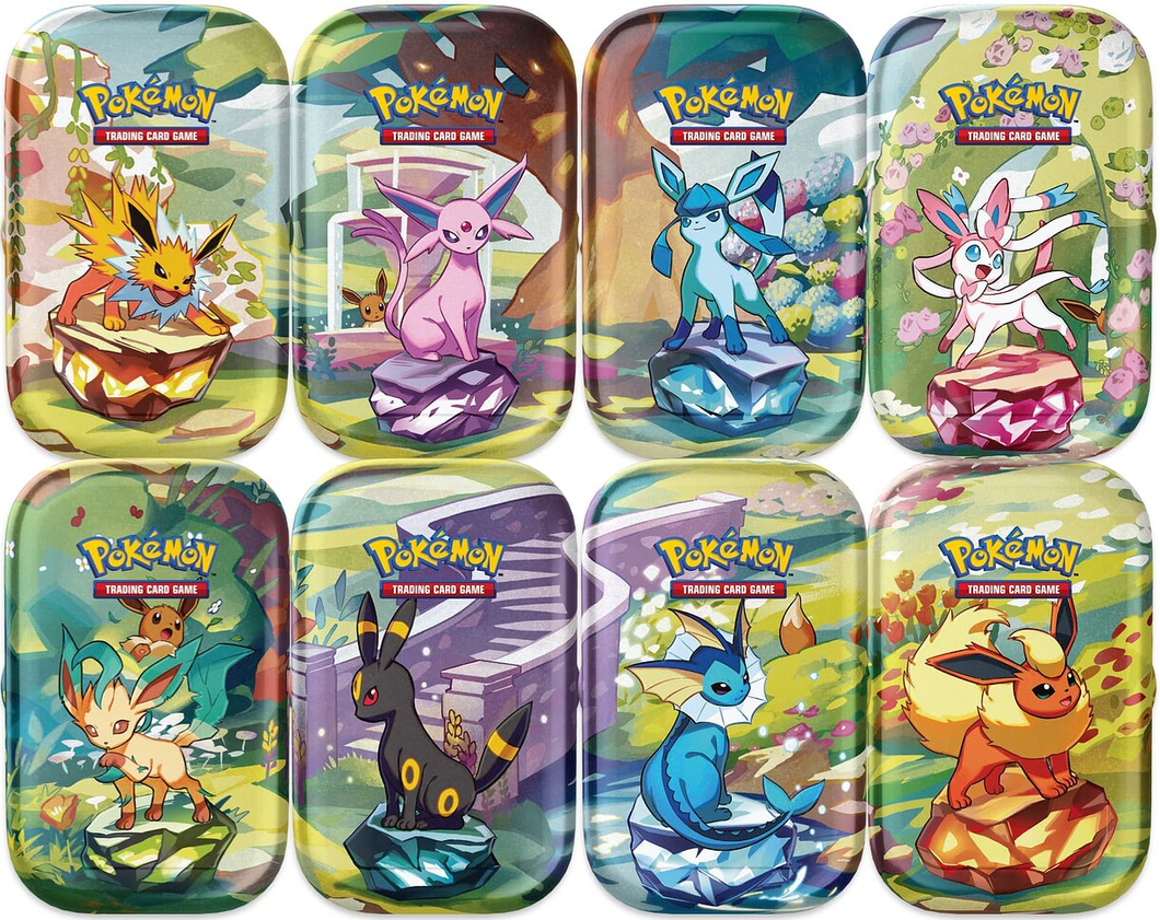 Prismatic Evolutions Mini Tin DISPLAY (available Feb. 7, 2025)