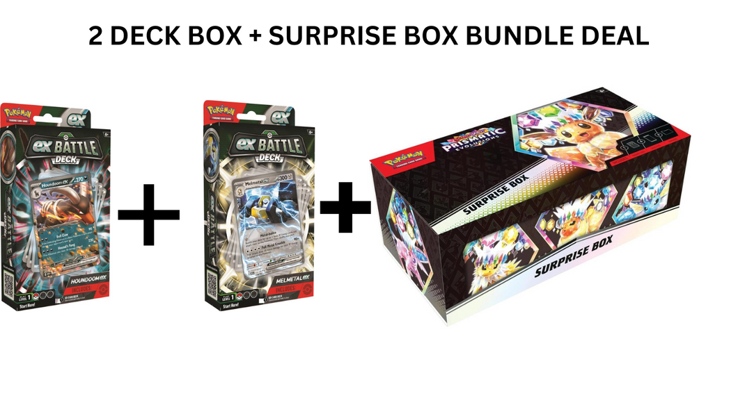 Prismatic Evolutions Surprise Box  BUNDLE DEAL+ 2 DECK BOX